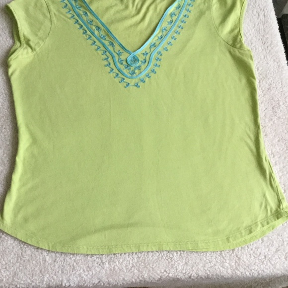 Vintage Gap Y2K Lime Green Embroidered Boho Knit Top - Sz Small - Picture 7 of 10